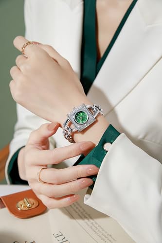 Image of Giordano Analog Quartz Watch for Women with Textured Square Dial, Crystal Studded Bezel, Blue Crown, Stainless Steel Strap - GZ-60160