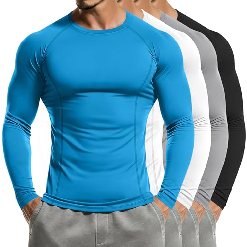 T-shirt de compression contre la fatigue musculaire homme lot de 4 manches longues raglan