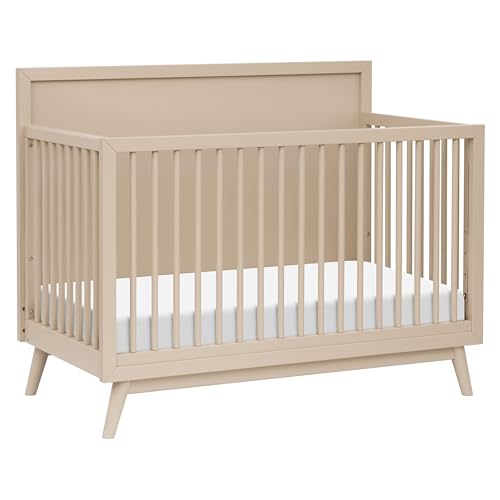 Babyletto Palma 4-in-1 Convertible Crib with Toddler Bed Conversion Kit in Taupe, Greenguard Gold Certified