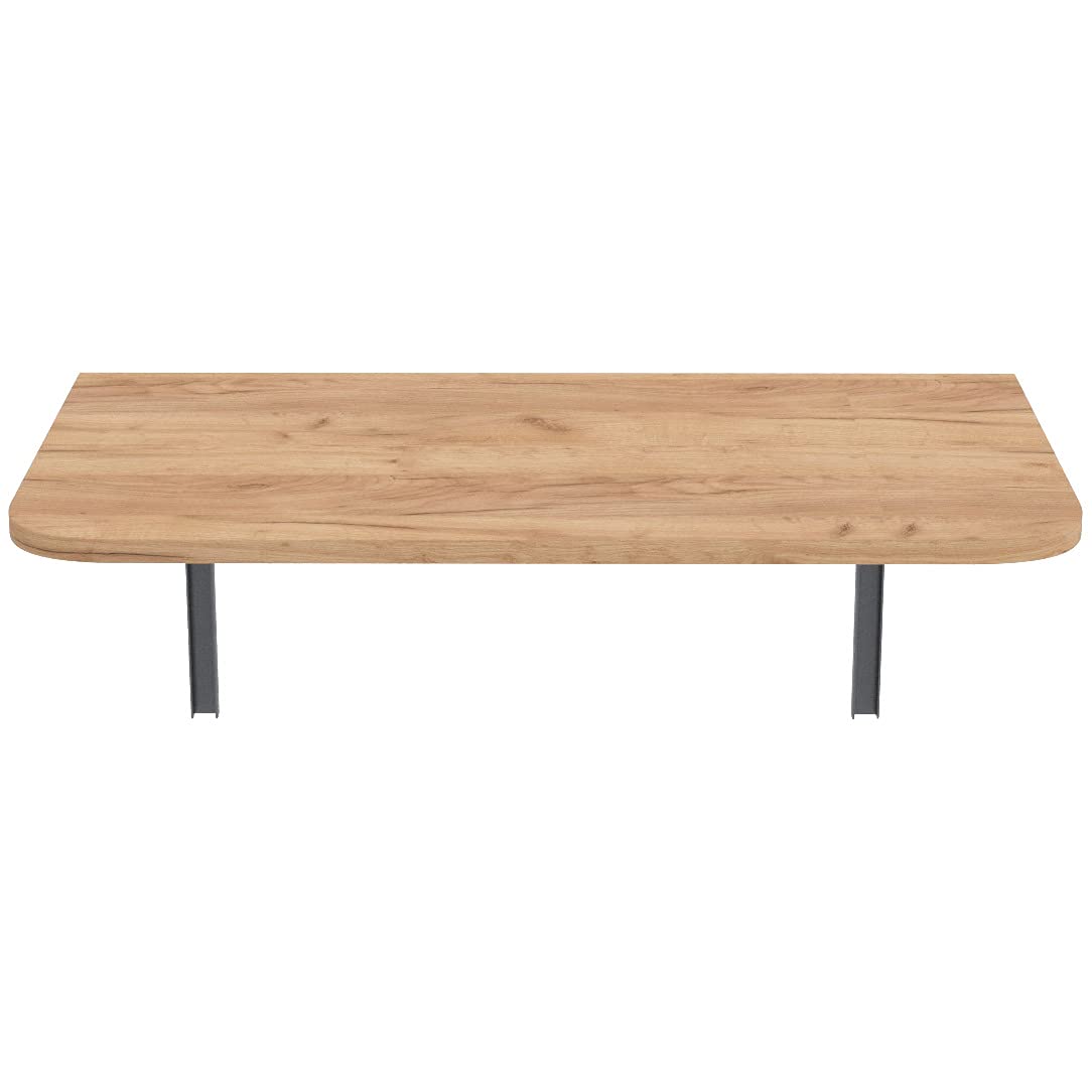 AKKE Opklapbare wandtafel ruimtebesparend inklapbaar bureau wandtafel afgeronde hoeken PVC laminaat wit voor keuken kinderkamer thuiskantoor Antiek eikenhout 70cm x 60cm