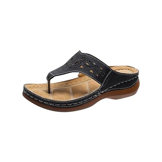 wide fit shoes womens Cushion Walk Sandals for Women Open Toe Walking Slide Lightweight Arch Support Wide Fit Comfortable Casual Orthopedic Sandal Fashion Slingback Non Slip Cushion Black 4.5