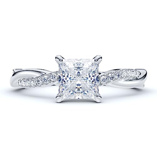 Solid 10k White Gold 4-Prong Petite Twisted Vine 1CT Princess Cut Simulated Diamond Engagement Ring Promise Ring2