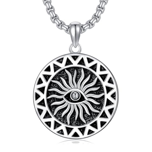 Evil Eye Necklace for Men 925 Sterling Silver Evil Eye Pendant Necklace Greek Protection Jewelry Amulet Gift for Women Men