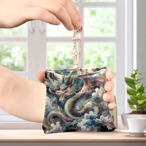 Japanese Dragon Painting Coin Purse Leather Pouch Change Purse, Squeeze Coin Pouch for Cards, Keys & Lipsticks, Unisex4