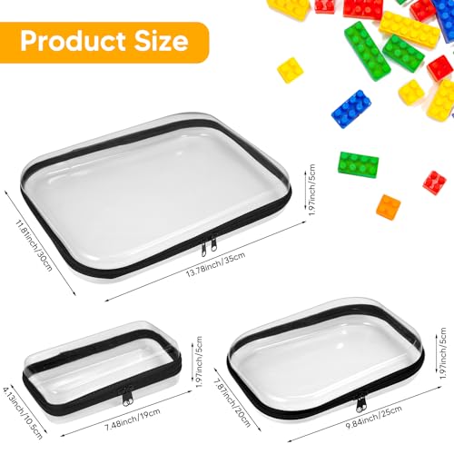 3Pcs Clear Zipper Pouch, PVC Plastic Cosmetic Travel Bag, Portable Travel Organizer Bins, Durable Makeup Bags for Storage, Pencil Case(Black-13.8+9.9+7.5inch)2
