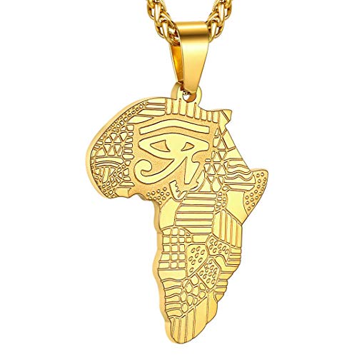 Eye Of Horus Pendants Gold Africa Map Necklaces Protection Jewelry Stainless Steel Egyptian Religion Necklace For Men Women Jewelry Gift