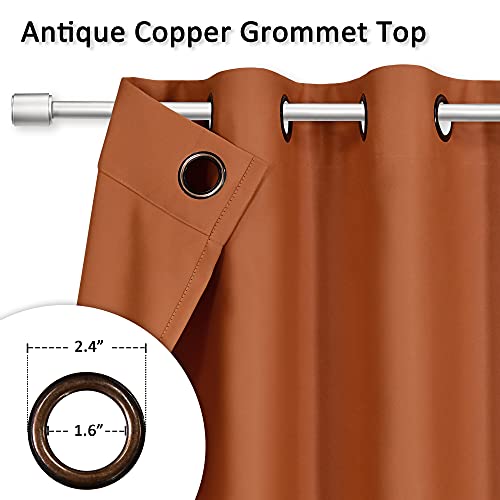 Huto Blackout Bedroom Window Curtains Drapes - Antique Copper Thermal Insulated Privacy Protect Curtains Drpaeries For Living Room, 2 Panels, 42 X 63 Inch, Rust #TOP1