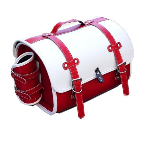 Sacoche moto pour Suzuki Boulevard S50 bagage étanche blanc et rouge