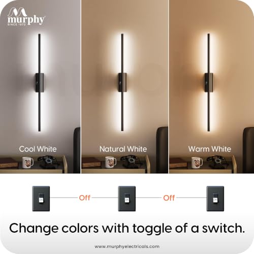 Image of Murphy Glow Line 12W LED Wall Highlighter | 3-in-1 Color Changing (Cool White /Natural White /Warm White) | Premium Black Aluminium Body | Pack of 1 | 2 Year Warranty