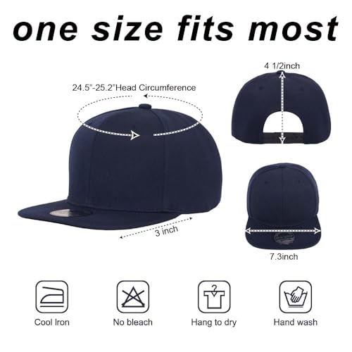 Image of ZH Plain Flat Brim Snapback Baseball Caps Adjustable Blank Baseball Caps Wholesale 12 Pack