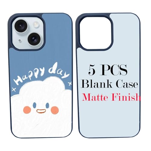 JUSTRY 5 Sets Sublimation Blanks Phone Case Bulk Covers Compatible with iPhone 14, 6.1-Inch, 2 in 1 2D DIY Clear Case Soft Rubber Cover + Inserts Matte,Easy to Sublimate Customized Sub