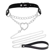Halsband Damen für Sex, BDSM Halsbänder Leine Ketten, Fetisch Collar für Sexspielzeug & Bondage, Sexhalsbänder für Paare, Männer & Frauen (Schwarz & Silber)