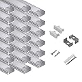 hunhun 20-Pack 6.6ft/ 2Meter U Shape LED Aluminum Channel System with Milky Cover, End Caps and Mounting Clips, Aluminum Profile for LED Strip Light Installations, Very Easy Installation