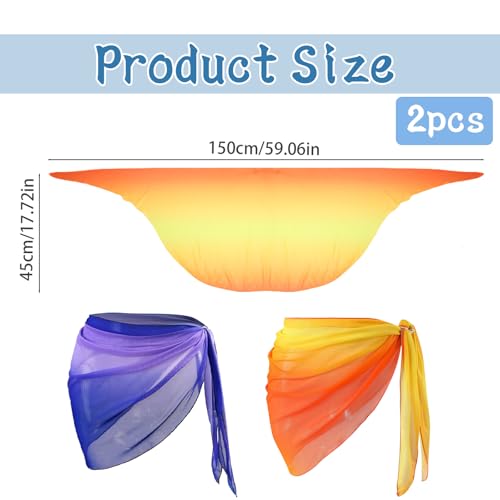 2 PCS Beach Wrap Sarong, Women Beach Sarong, ChiffonWrap, Lightweight, for Bikini Swimsuit Cover-Up for The, Swimming Pool Blue - Image 2