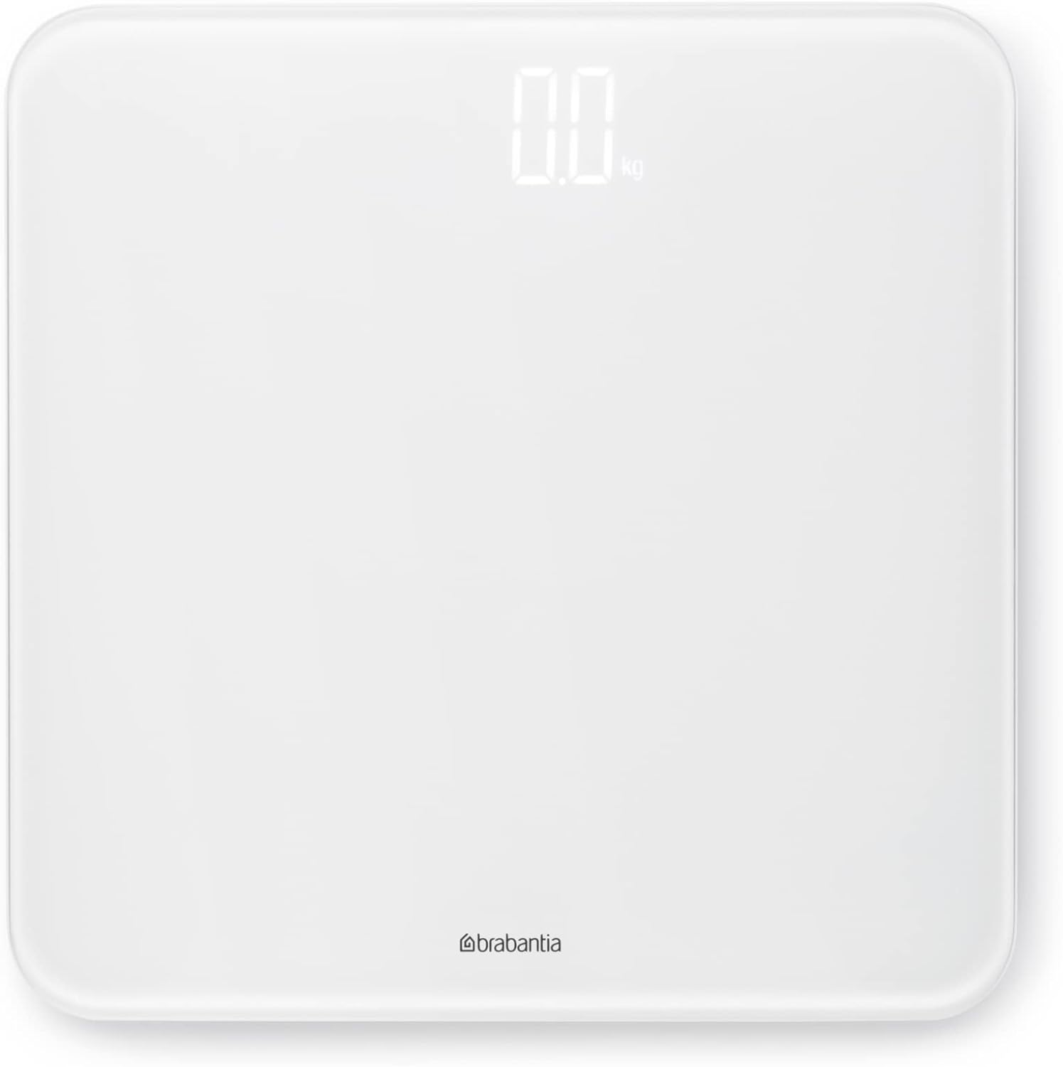 Brabantia Renew Digital Bathroom Weighing Scales (White) Battery-Powered Personal Body Weight Scales with Backlit LED Display