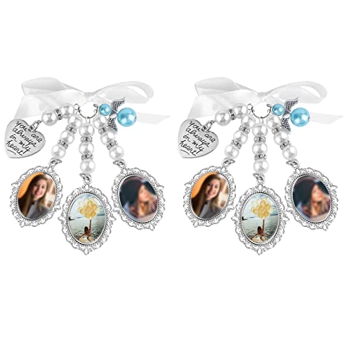 Cadres photo ovales pour bouquet de mariée avec strass scintillants et pendentif coeur