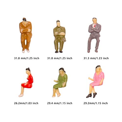 Hiawbon 1:50 Scale Miniature Seated People Figures Mini Sitting People Models Tiny Hand Painted People Figures For Miniature Landscape Train Railways Building Park Decoration,50 Pcs #TOP1