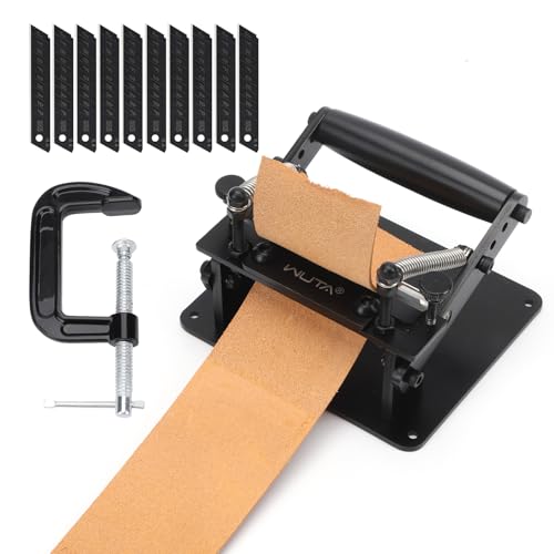 WUTA Leather Skiver,Upgraded Manual Leather Skiving Machine with D-Clip,Strap Cutting Thinning Tools,Leather Working Tools Leather Cutting Machine for DIY Leathercraft (Black)