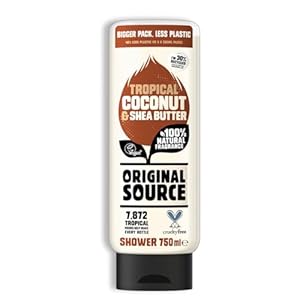 Original Source Coconut and Shea Butter Shower Gel, 100 Percent Natural Fragrance, Vegan, Cruelty Free, Paraben Free, Large Bottle, 750 ml