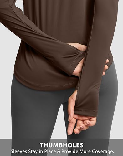 Image of Soothfeel Lightweight Long Sleeve Workout Tops for Women Gym Running Shirts