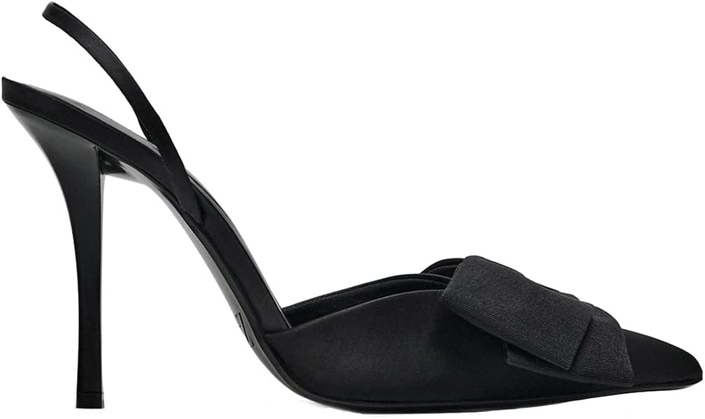 Women's Fabric High-Heel Slingback Shoes Bow Detail On The Front Elastic Strap Around The Back Pointed Toe Wedding Party Office Dance Pump