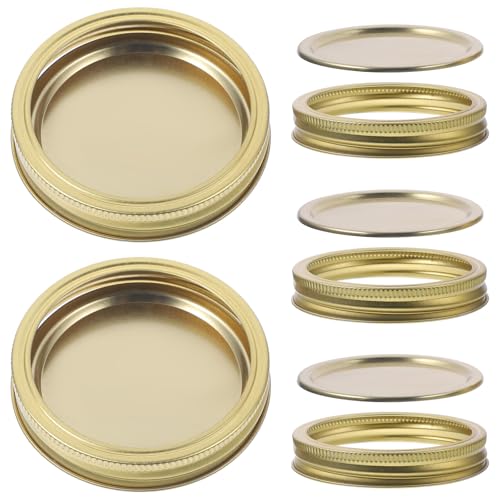 VERDANVERSE Tapas de Hojalata para Conservas de Boca Ancha 86 Mm, Juego de 5 Unidades Anillos Plateados, Tapas Selladas Prueba de Fugas para Frascos de Almacenamiento Doméstico