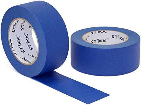 2pk 2" x 60yd STIKK Blue Painters Tape 14 Day Easy Removal Trim Edge Finishing Masking Tape (1.88 IN 48MM) (2 Pack)