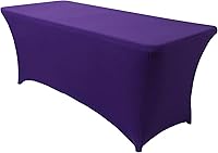 Vista 57 de Obstal Funda de mesa de elastano elástica de 4 pies para mesas plegables estándar, paquete de 2 manteles rectangulares universales ajustables