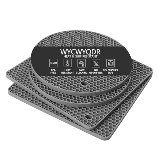 WYCWYQDR Silikon Untersetzer 4er Set, rutschfest Topfuntersetzer, SpüLmaschinenfest,...