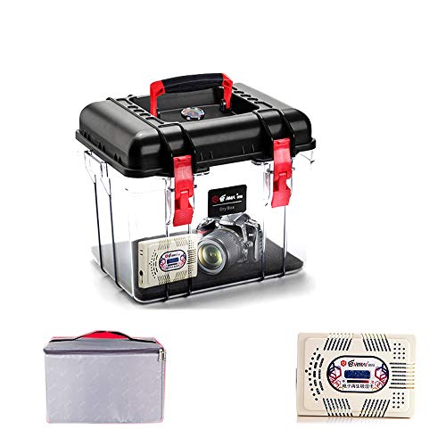 Luftentfeuchter Stoßfest Trocken Aufbewahrungsbox mit Hygrometer - Case für digitale Gadgets, GoPro-Kamera, Objektiv, Zubehör, transparentes