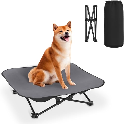 UISEBRT Erhöhtes Hundebett Hundeliege Outdoor Haustierbett Haustierliege, atmungsaktives Bett 68 x 68 x 21 cm für Reisen Garten Outdoor Indoor für kleine und mittelgroße Hunde