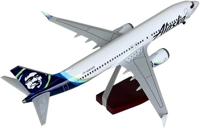 1/150 Scale B737 Model Airplane 18 Inches Long B737 Aircraft with LED Lights and Airport Scene Accessories Ideal Display and Gift
