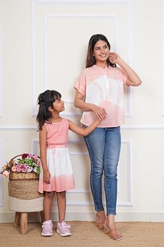 Image of Maaesa Women & Girls Mother Daughter Matching Top Combo || Rayon Printed Tops || Full Sleeve || Casual Wear || Family Twinning Outfit