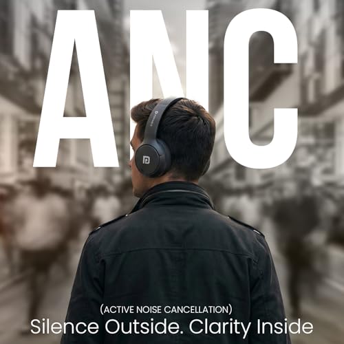 Image of Portronics Muffs M8 ANC Wireless Over Ear Headphones with Upto 50 Hours Playtime, Foldable Design, Powerful Bass, 40mm Dynamic Driver, HD Mic, Low Latency,BT 5.4v, Type C Fast Charging (Black)