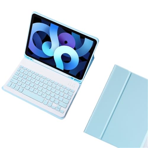 Protection clavier iPad Air 5 10.9 pouces universel tactile rétroéclairé bleu