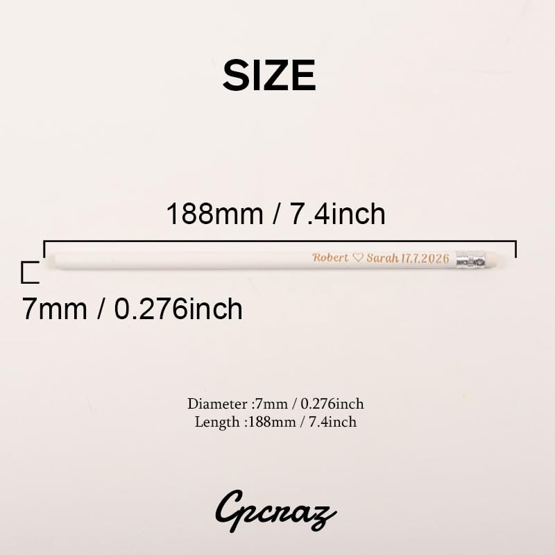Lápices personalizados de madera blanca, pack x20 miniatura 5
