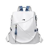 Dressnu Mochila feminina de couro macio para viagens ao ar livre com ombro de uso duplo, Branco, 33*31*14cm