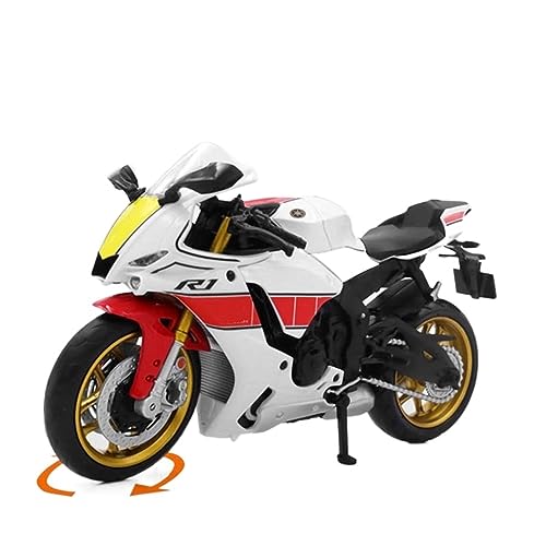 Moto Yamaha YZF-R1M 1:12 de colección en metal fundido a presión blanco 4