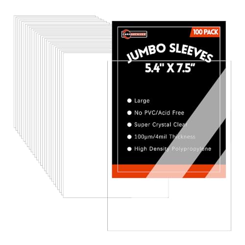 Jumbo Card Sleeves L Size 5.4x7.5 4 Mil 100 Pack