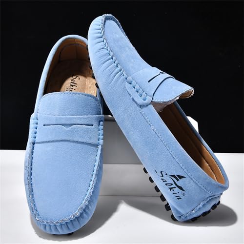 Men's Suede Leather Slip On Flats Penny Loafers Casual Lightweight Soft Breathable Round Toe Non Slip Driving Moccasins Boat Shoes for Weekend Office Party Wedding Formal3