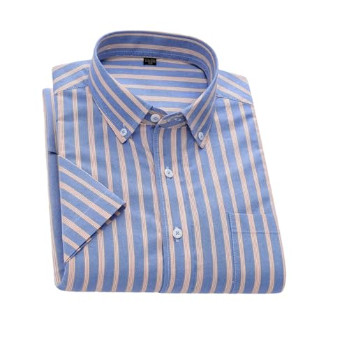 Disimlarl Camisa Oxford de algodón de manga corta para hombre, camisas de vestir sociales, suaves, ajuste regular, camisas casuales 3636-6, talla asiática 39