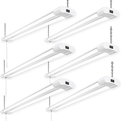 Amico 6 Pack Linkable LED Shop Lights for Garage, 4FT 4000LM 5000K Daylight Double Integrated LED Garage Light