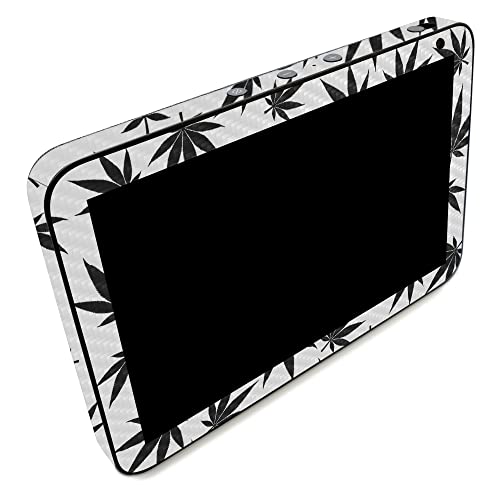 Image of MightySkins Carbon Fiber Skin Compatible with Amazon Echo Show 8 (Gen 2) - Pot Leaves Black | Protective, Durable Textured Carbon Fiber Finish | Easy to Apply