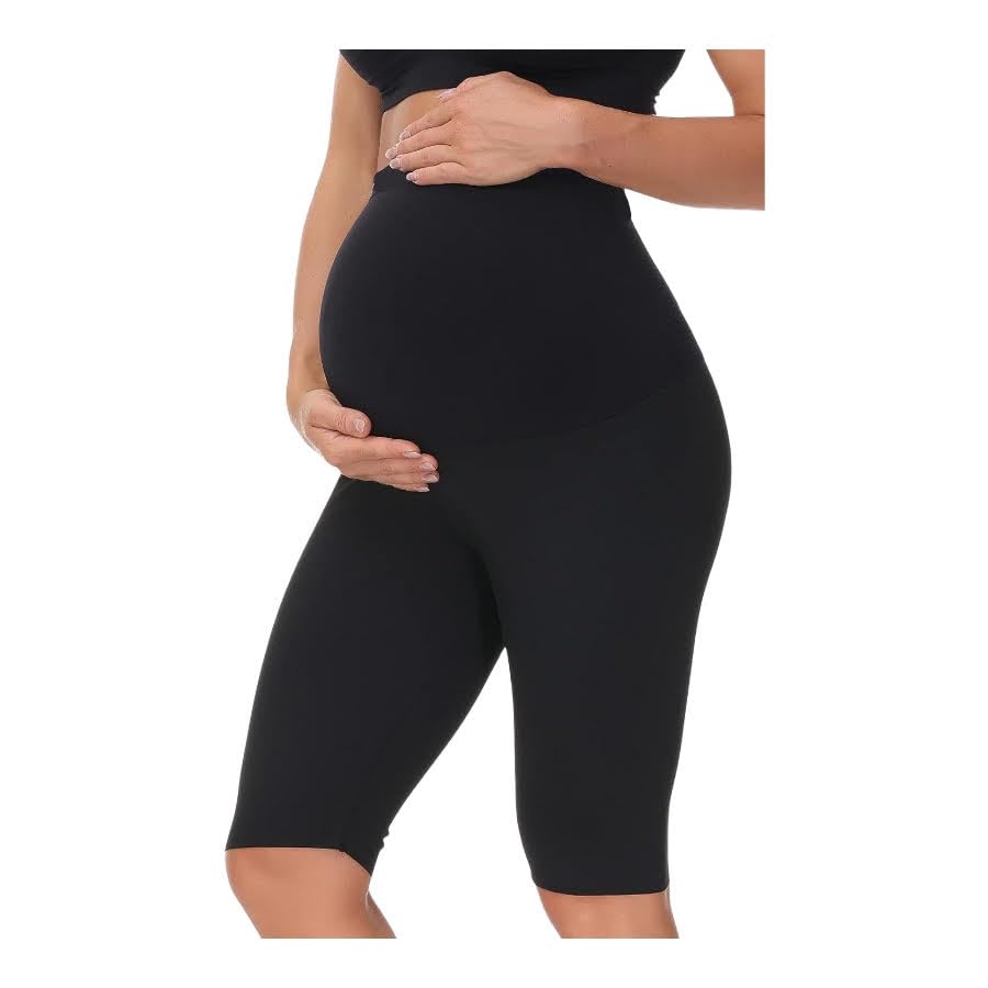 Sai's Women's High Waist & Till Knee Cotton Lycra Maternity Shorts|Pregnancy Shorts|Maternity Trouser Over The Belly for The Pre & Post Pregnancy