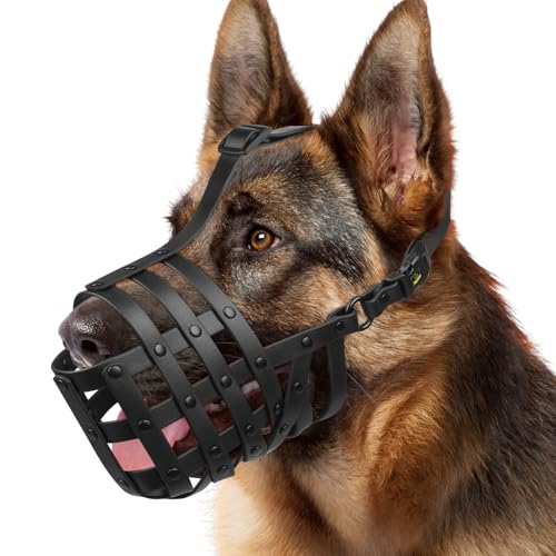 Mayerzon Dog Muzzle for Medium Large Dogs, Humane Basket Muzzle, Soft & Lightweight & Adjustable | Anti Biting Chewing Eating, Suits Training Walks Grooming Vet Visits, Drink & Pant Easily (Black, L)