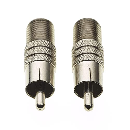 Keple Nickel Body RCA Phono to F Type Socket Adaptor, Phono Plug to TV Coaxial Type F Socket Adaptor With Screw Design - Image 2