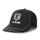 Ram Trucks Ram Logo Trucker Hat for Men – Structured Cotton Twill Baseball Cap with Mesh Back, Adjustable Snapback, Black