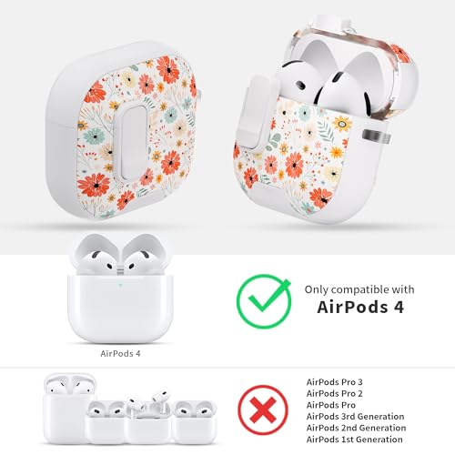 Image of for AirPods 4 Case with Secure Lock Clip in Phone Stand,Floral Girly Style Protective Cover with Cleaning Kit and Carabiner for Apple iPod 4 Generation (Maple Leaf Petals)