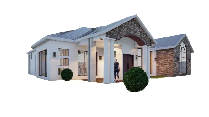 Three Bedroom Bungalow House Plans - Design Set with Foundation, Floor, and Elevation Plans