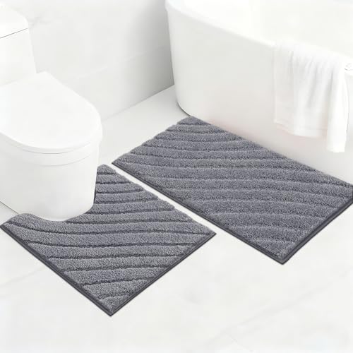 SHACOS Badezimmerteppich Set 2 Teilig Badteppich rutschfest Badematte...
